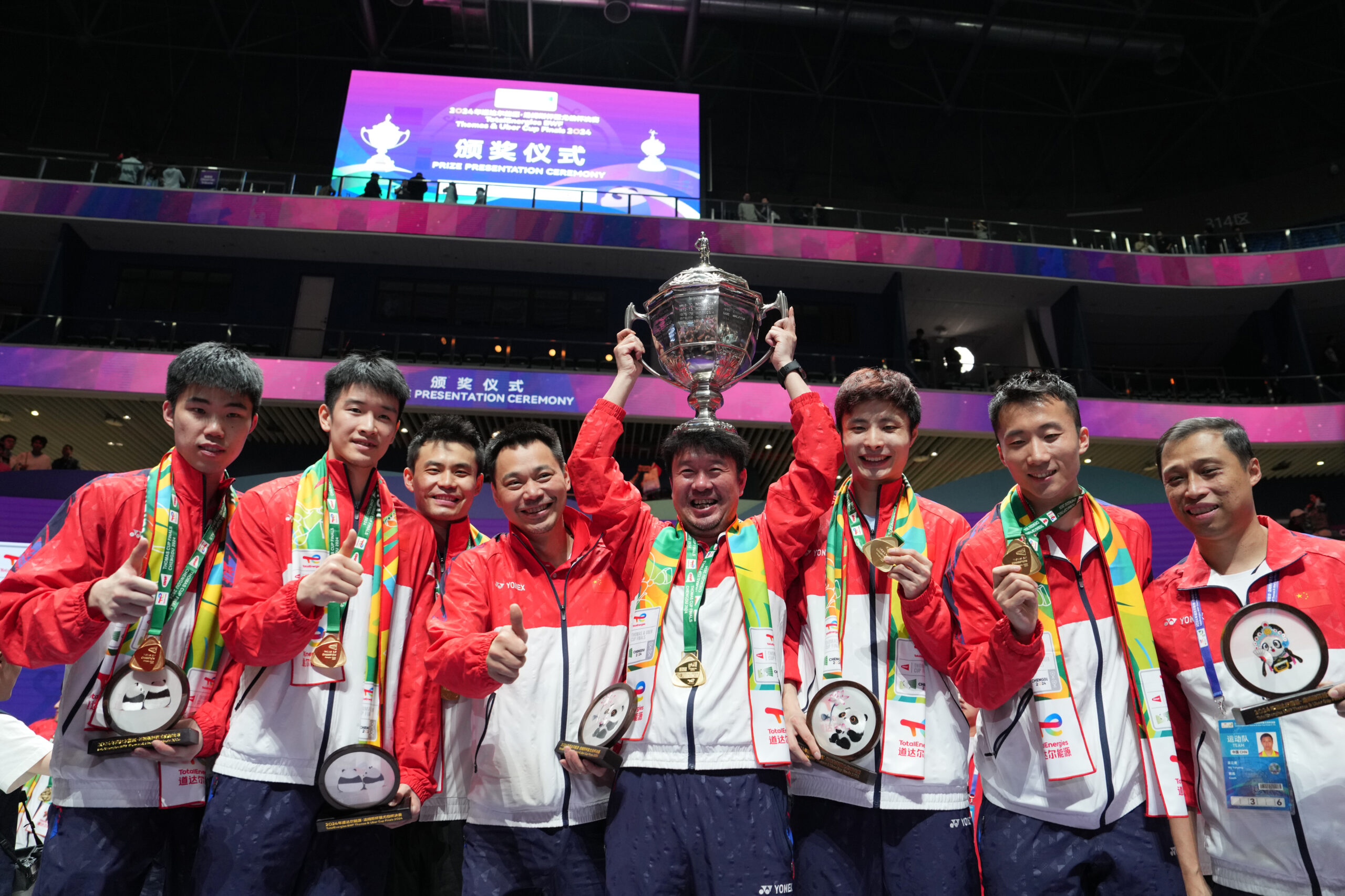 汤姆斯杯羽毛球团体赛：中国队胜印度尼西亚队夺得冠军